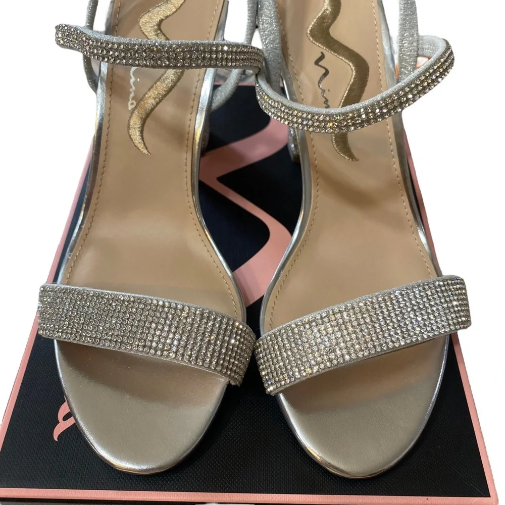 Womens Shoes NINA Ankle Strap Sequin Rhinestone Dress Party Glitter Size 6 M NEW - Picture 3 of 13